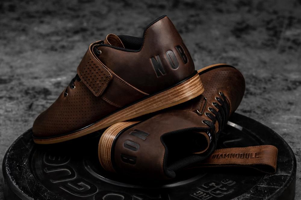 Chaussure Halterophilie NOBULL Homme Cafe - Chaussures NOBULL Leather,France (3182-ULAJK)